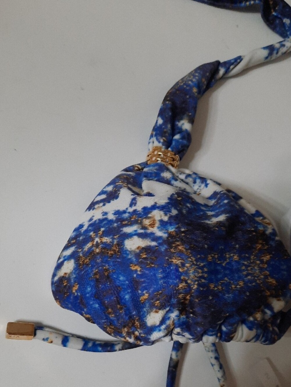 Blue Marble Print Halter Bikini Set - Picture 4 of 10